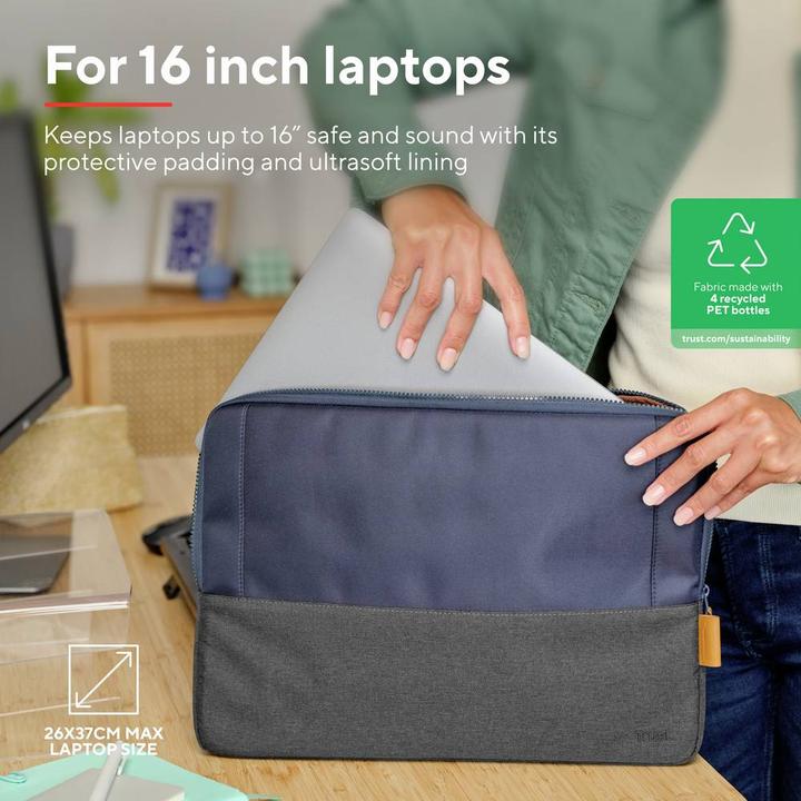 Produktbild Trust Lisboa 16in Laptop Sleeve Black (16", Universal)
