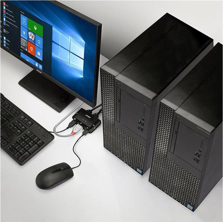Image du produit Lindy Commutateur KVM HDMI 2 ports USB 2.0 Compact. HDMI 3D et USB 2.0 compliant Audio et Mic