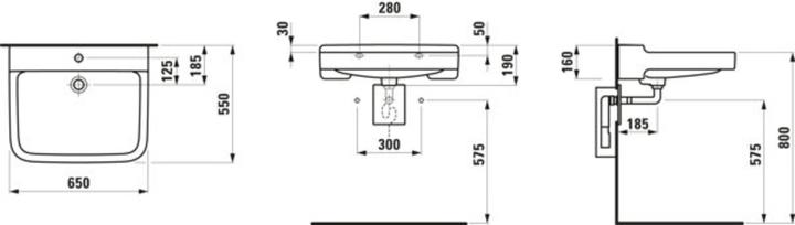Produktbild Laufen Waschtisch PRO LIBERTY 650x550mm barrierefr m HL o ÜL weiss (550 mm, 650 mm)