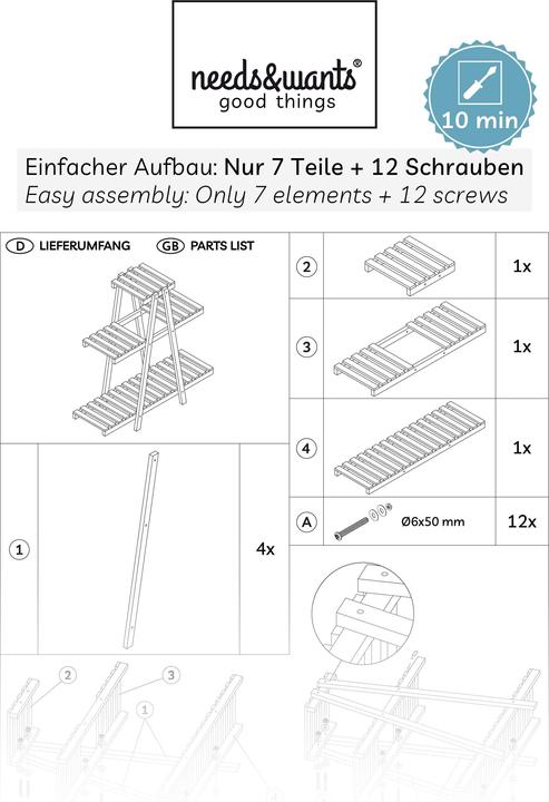 Actual product image Needs&Wants Blumenregal "Bloomy2" mit 3 Etagen, Fichte (braun)