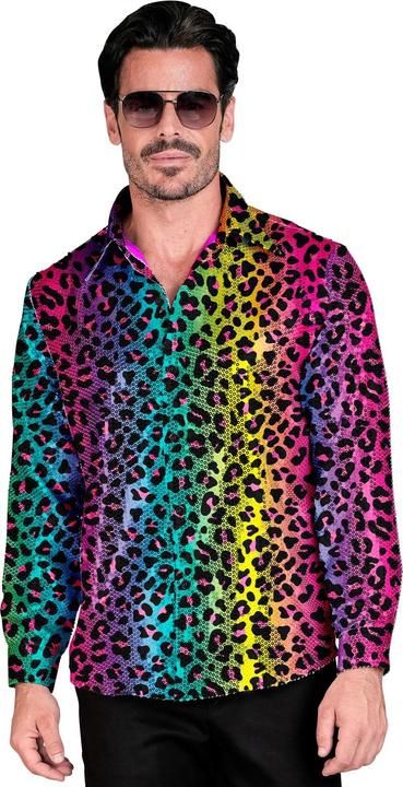 Image du produit Widmann Chemise à paillettes homme imprimé léopard Rainbow (S)