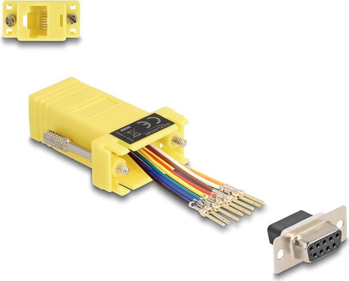 Productafbeelding Delock D-Sub 9-pins aansluiting naar RJ45-aansluiting montagekit geel (0.05 m, VGA)