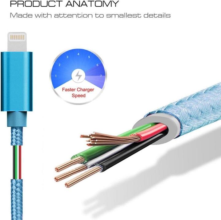 Image du produit Calitron Câble de recharge Lightning bleu 3m rond (3 m, USB 3.2 Gen 1)