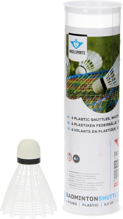Actual product image Angel Sports 6 plastic shuttles in the sleeves-white