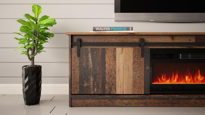 Actual product image Cama RTV GRANERO + Fireplace cabinet 200x56.7x35 Old wood