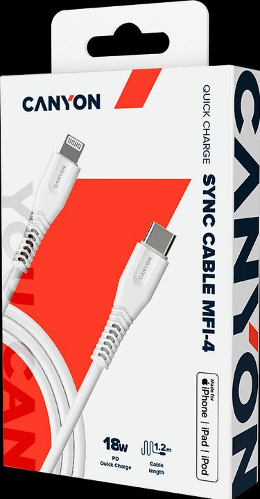 Immagine prodotto Canyon MFI-4 Cavo di tipo C a MFI Lightning per Apple, rivestimento in PVC, Funzione: con tutte le (1.20 m, USB 3.0)