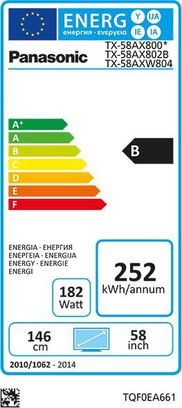 Etichetta energetica Panasonic Tx-58axw804 (58", UHD)