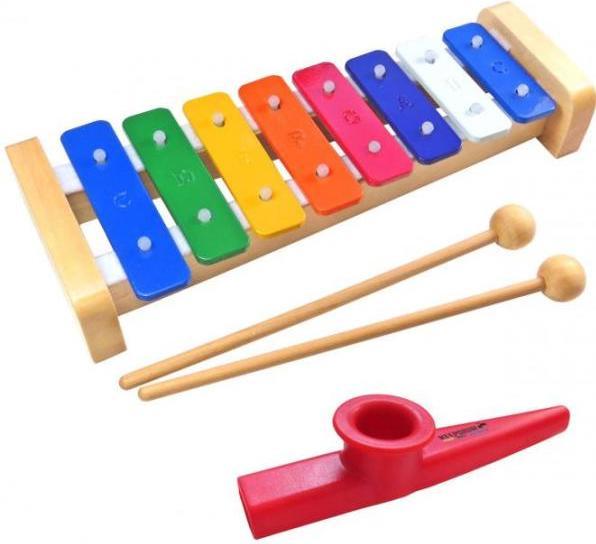 Produktbild keepdrum KGS2 Glockenspiel für Kinder mit Kazoo Tröte Rot