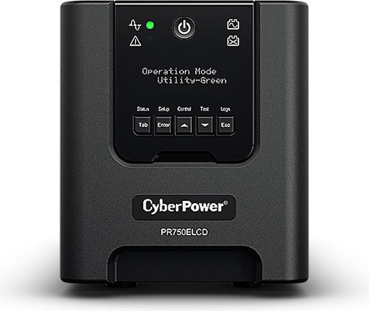 Produktbild Cyberpower PR750ELCD Line-Interactive 750VA/675W Sinsuwelle AVR LCD Ausgang(6) IEC RS232 USB HID EPO SNMP (O... (750 VA, 675 W, Line-Interaktiv USV)