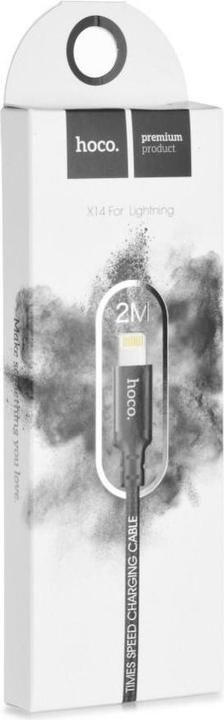 Produktbild Foxconn Hoco - Data Cable Times Speed (X14) - USB-A to Lightning, 2.4A, 2.0m - Black (2 m, USB 3.0)