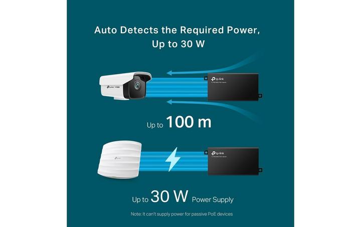 Image du produit TP-Link Adaptateur d'injecteur PoE+ TL-POE160S Ethernet LAN (RJ-45) Ports 1x10 (802,3at (PoE+), 802.3af (PoE), 30 W)