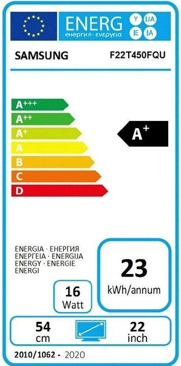 Label énergétique Samsung F22T450FQU (1920 x 1080 pixels, 22")
