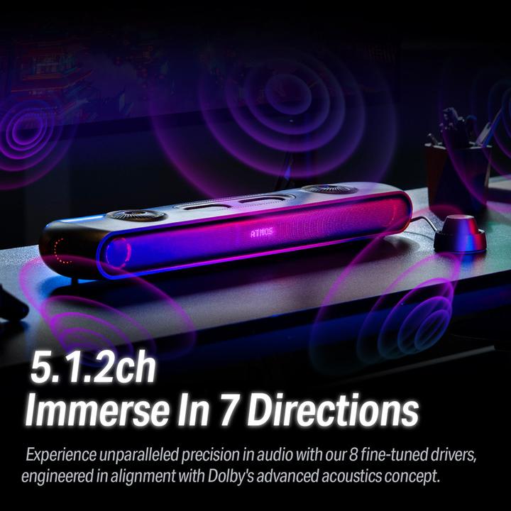 Image du produit OXS Thunder Pro Gaming Soundbar 5.1.2 Dolby Atmos Sound System (180 W, 5.1.2 Canal)