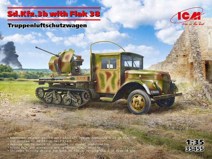 Actual product image ICM Sd.Kfz.3b with Flak 38 AA Gun