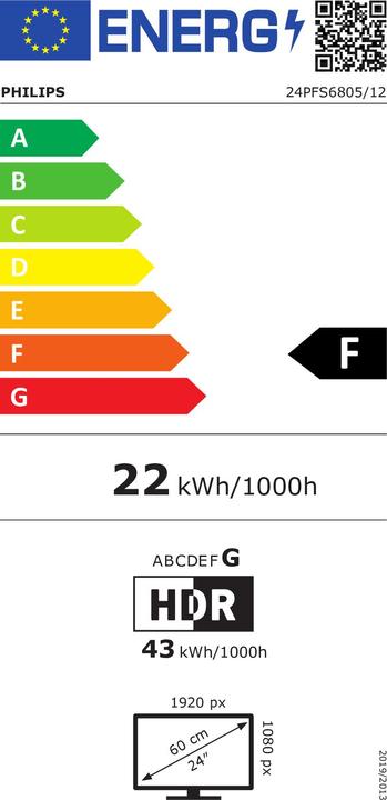 Energielabel Philips 24PFS6805 (24", PFS6805, LCD, Volledige HD, 2020)
