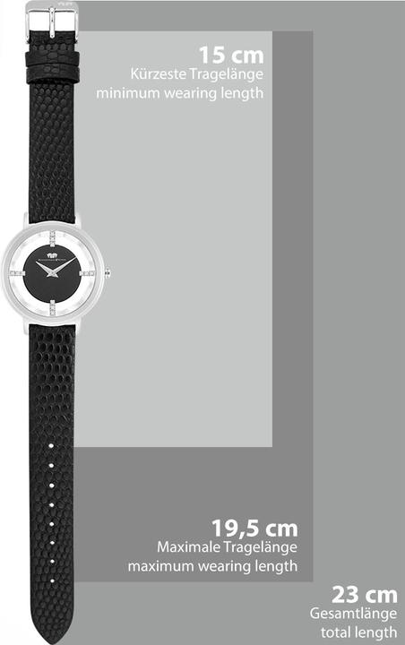Produktbild Damen Quarzuhr Lucrezia Echtleder Schwarz - 33690 (Analoguhr, 36 mm)