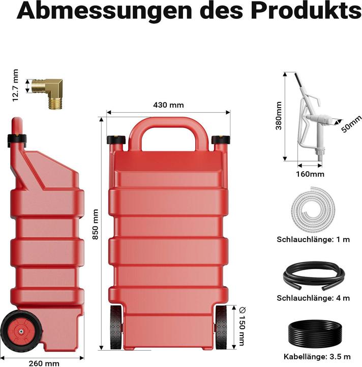Produktbild Wiltec 60l mobile Tankanlage 12V Pumpe Kraftstoffbehälter Diesel Benzin Kanister
