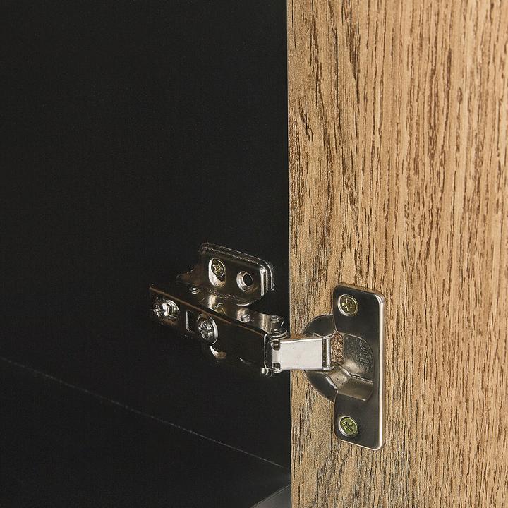 Actual product image Beliani TV cabinet black with light-coloured wood ABILEN (150 x 40 x 48 cm)