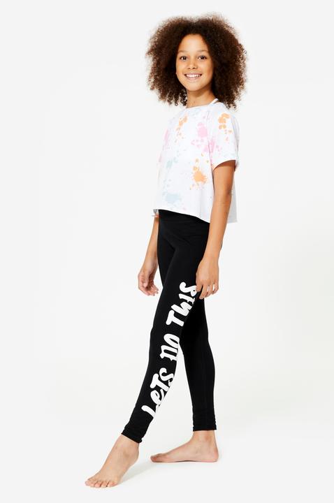 Produktbild Domyos Tanz-Leggings Mädchen Modern Dance hoher Taillenbund - schwarz mit Print (5, 6)