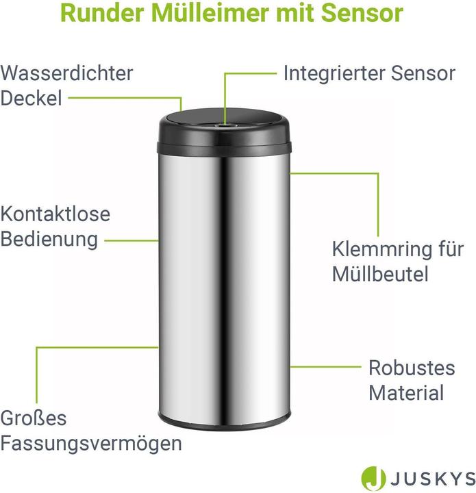 Actual product image Juskys Automatic waste bin with sensor (50 l)