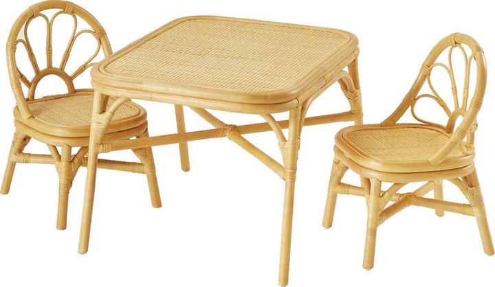 Vertbaudet Kinderzimmer-Set: 2 Stühle & Tisch aus Rattan BOHO (Kindersitzgruppe)