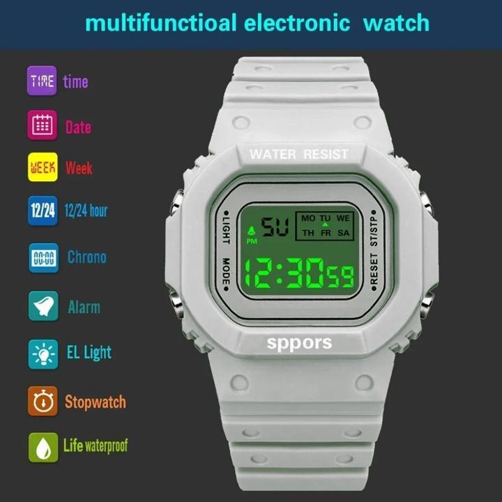 Image du produit Cbx Montre Quadro Sport, montre digitale avec bracelet en silicone Blanc (528 mm)