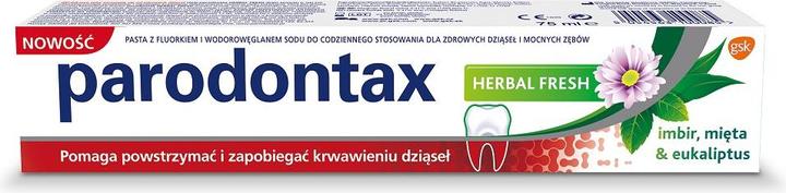 Image du produit Parodontax Herbal Fresh Toothpaste Pâte à dents Gommes anti-bactériennes Gingembre & Menthe & Eucalyptus 75Ml (75 ml)