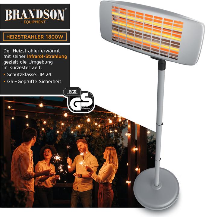 Actual product image Brandson Infrared radiant heater, heat lamp, patio heater, changing table heater with remote control (1800 W)