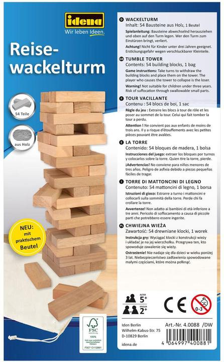 Actual product image Idena Travelling wobble tower game of skill (German)