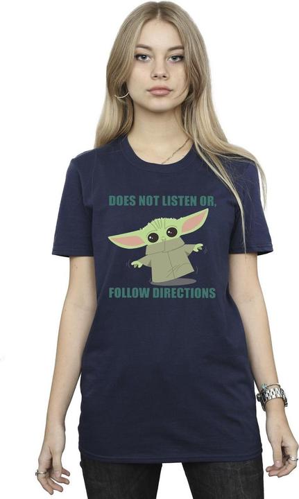 Actual product image Star Wars Womens/Ladies The Mandalorian Grogu Does Not Listen Cotton Boyfriend T-Shirt (S)