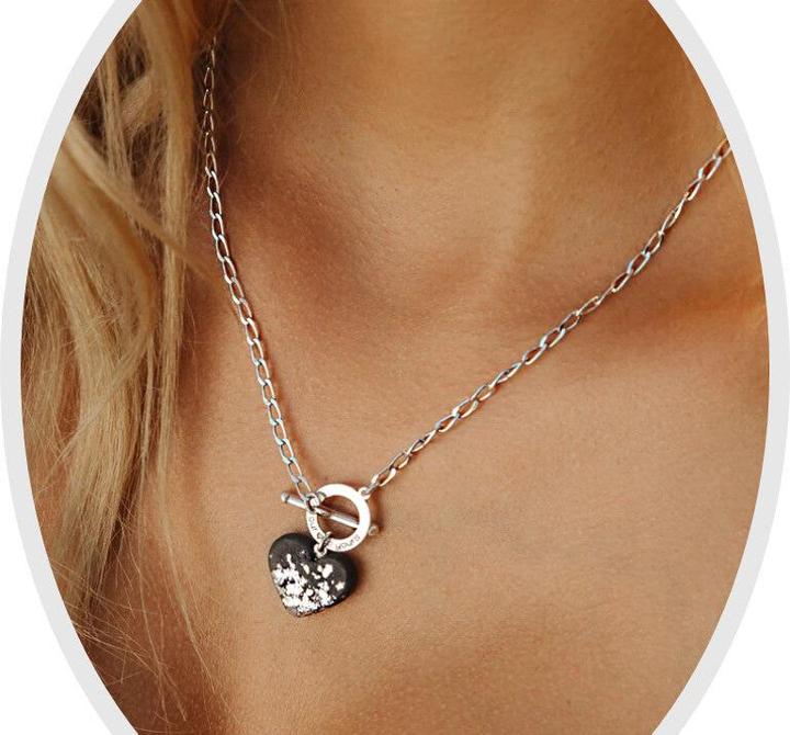 Produktbild C. Jungle Halskette mit Herzanhänger JASMINA1 Handgemacht Sterling Silber Ultra hochfester Beton (Recyceltes 925 Sterling Silber, Rhodiniert)