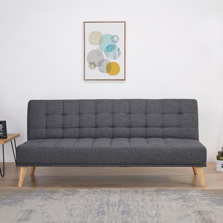 Produktbild En.Casa Schlafsofa Pukkila 180x86x81 cm Textil Dunkelgrau (3-Sitzer)