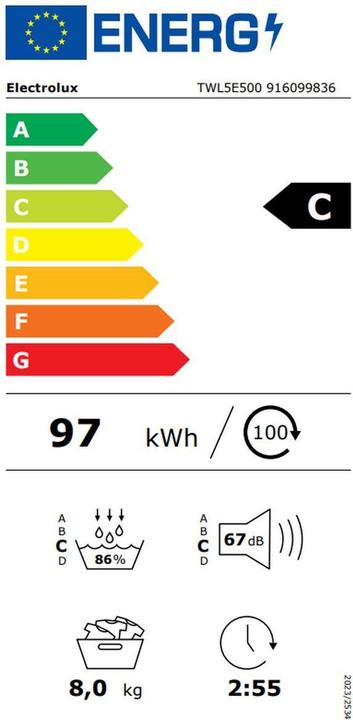 Etichetta energetica Electrolux TWL5E500 (8 kg, A sinistra)
