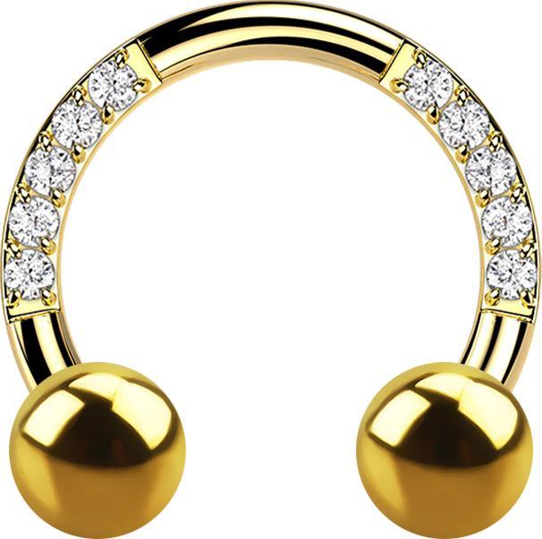 Produktbild Star Piercing Micro Circular Barbell vergoldet Kristalle mit zwei Kugeln (Titan G23, ohne Messing)