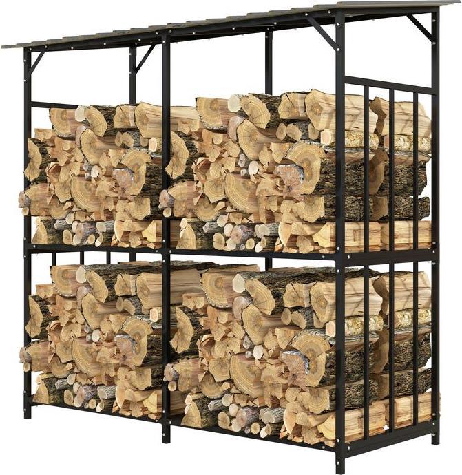 Produktbild Swisshandel24 Kaminholzregal aussen, Kaminholzunterstand 1,17 m³ Brennholzregal mit Metalldach