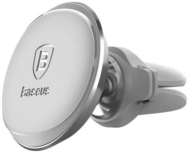 Actual product image Baseus Magnetic Air Vent Car Mount Holder with cable clip (silver)