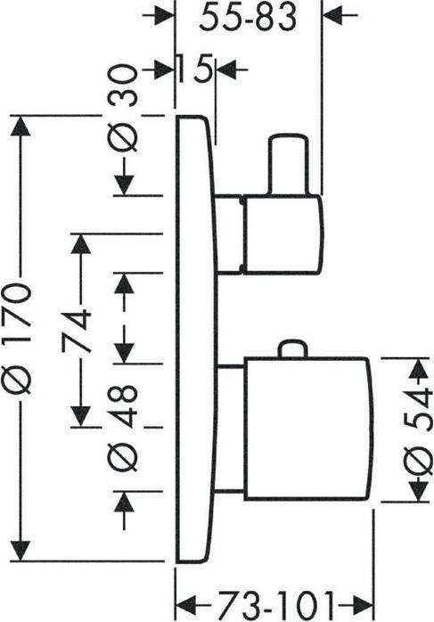 Produktbild Axor HG Thermostat STEEL UP mit Ab-/Umstellventil Edelstahl