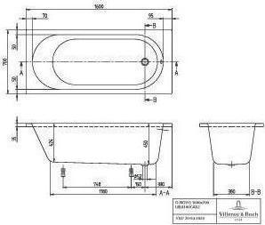 Produktbild Villeroy & Boch V&B Whirlpoolsystem O.NOVO m BW R-eck 160x70 Tech. Pos 2 we (125 l, 160 cm, 70 cm)