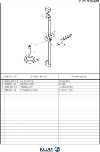 Produktbild Kludi Brause-Set 1S FRESHLINE 600mm chr (1 Strahlarten)