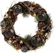 Produktbild IKO Adventskranz rund in gold/braun für Teelichter d=3