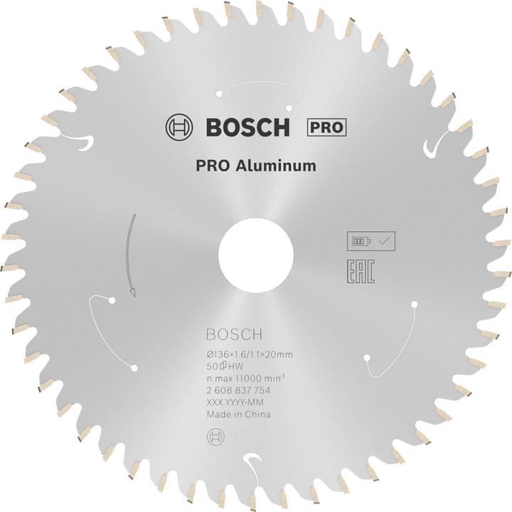 Immagine prodotto Bosch Professional Zubehör Lama per sega circolare a batteria PRO Aluminium, 136 x 1,6 x 20 mm