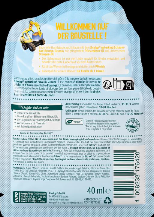 Nährwerte und Zutaten Kneipp Naturkind Schaumbad Brumm Brumm (40 ml, Schaumbad)