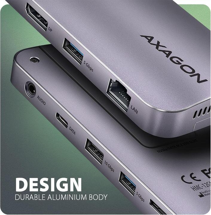 Axagon HMC-12GM2 Hub USB 12 in1 10 Gbit (USB-C, 1 Ports)