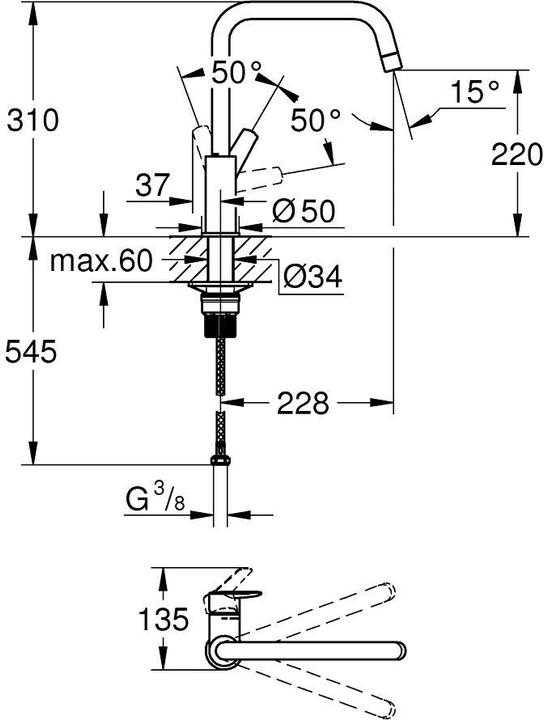 Image du produit Grohe Start QuickFix Küchenarmatur, hoher Auslauf, schwenkbar, mattschwarz