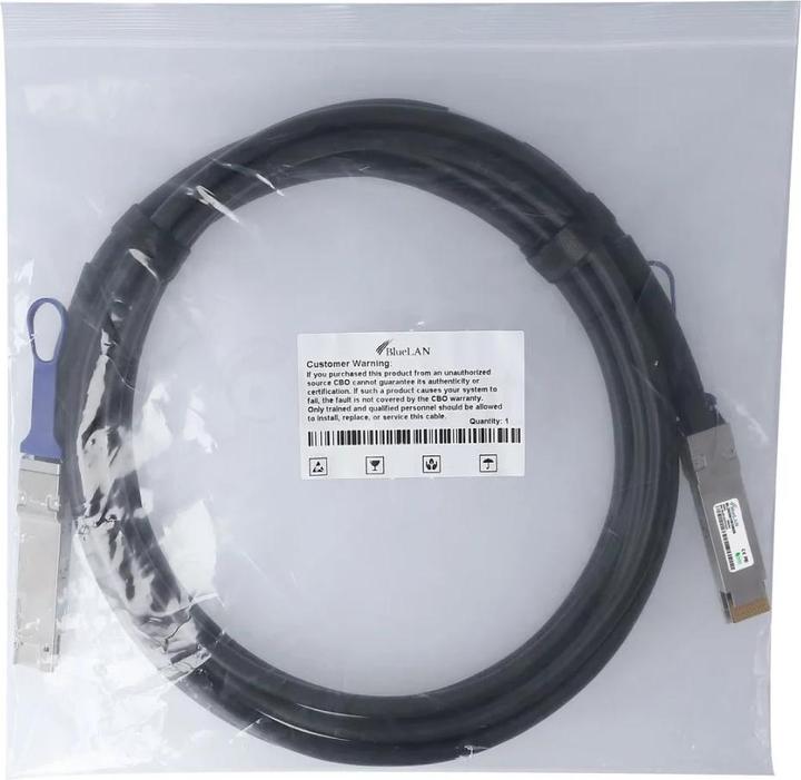Actual product image BlueLAN Dell DAC-Q28DD-200G-0.5M compatible DAC 200GBASE-CR4 QSFP-DD BL292901W0.5M26