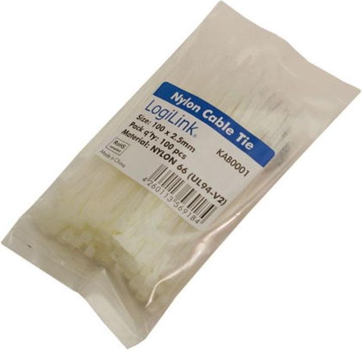 LogiLink Cable tie set 100 pieces, length: 100 mm, thickness: 2.5 mm (Plastic cable ties, 100 mm, 100 pcs.)
