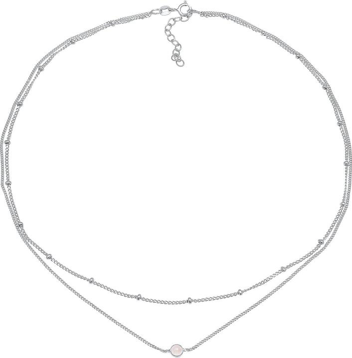 Immagine prodotto Elli Collana Choker a strati con catena a sfere in quarzo rosa argento 925 (Quarzo, Argento 925 placcato oro, 36 cm)