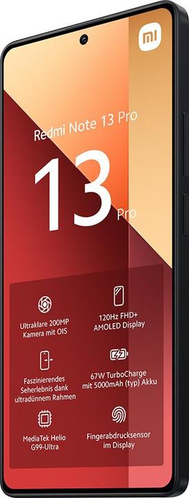 Produktbild Xiaomi Redmi Note 13 Pro (512 GB, Midnight Black, 6.67", Hybrid Dual SIM, 200 Mpx, 4G)