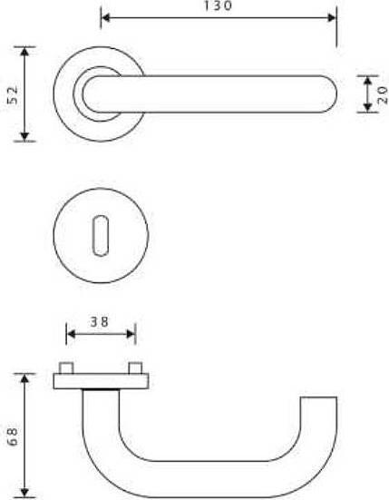 Actual product image Universal Textiles Stainless steel lever handle U-shape, PZ, DINR (Door handle)