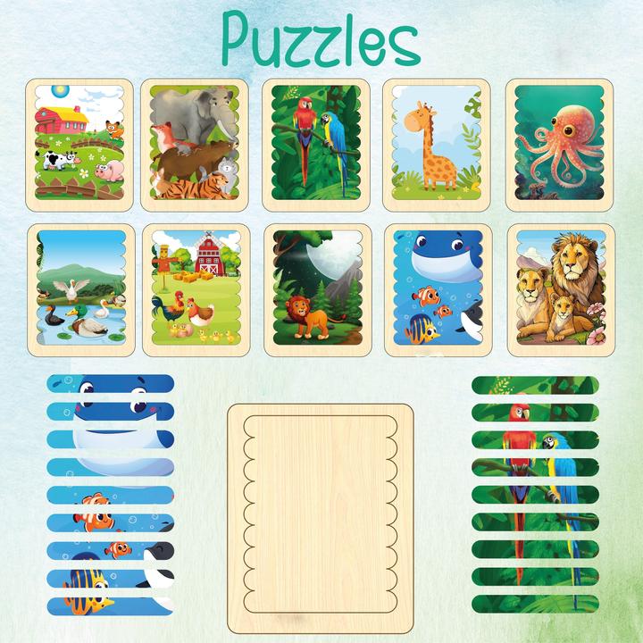 Produktbild Activity Board Geschenke für Kinder, 10 Tierpuzzle, Holzpuzzle für Kinder, Kindergeschenke, Waldtiere, Geschenk